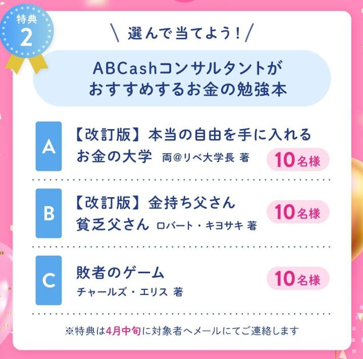 ABCashのキャンペーンで貰えるお金本