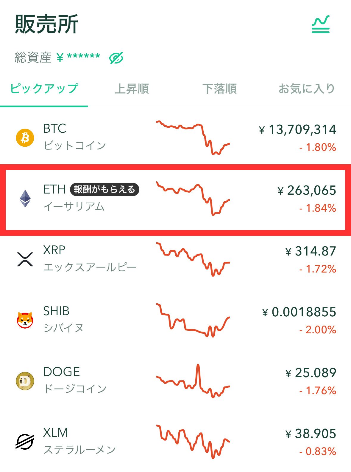 イーサリアム購入手順1
